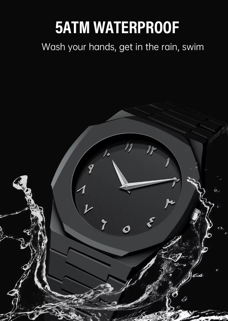 Simple Style Black Arabic Waterproof Trend sense Watch